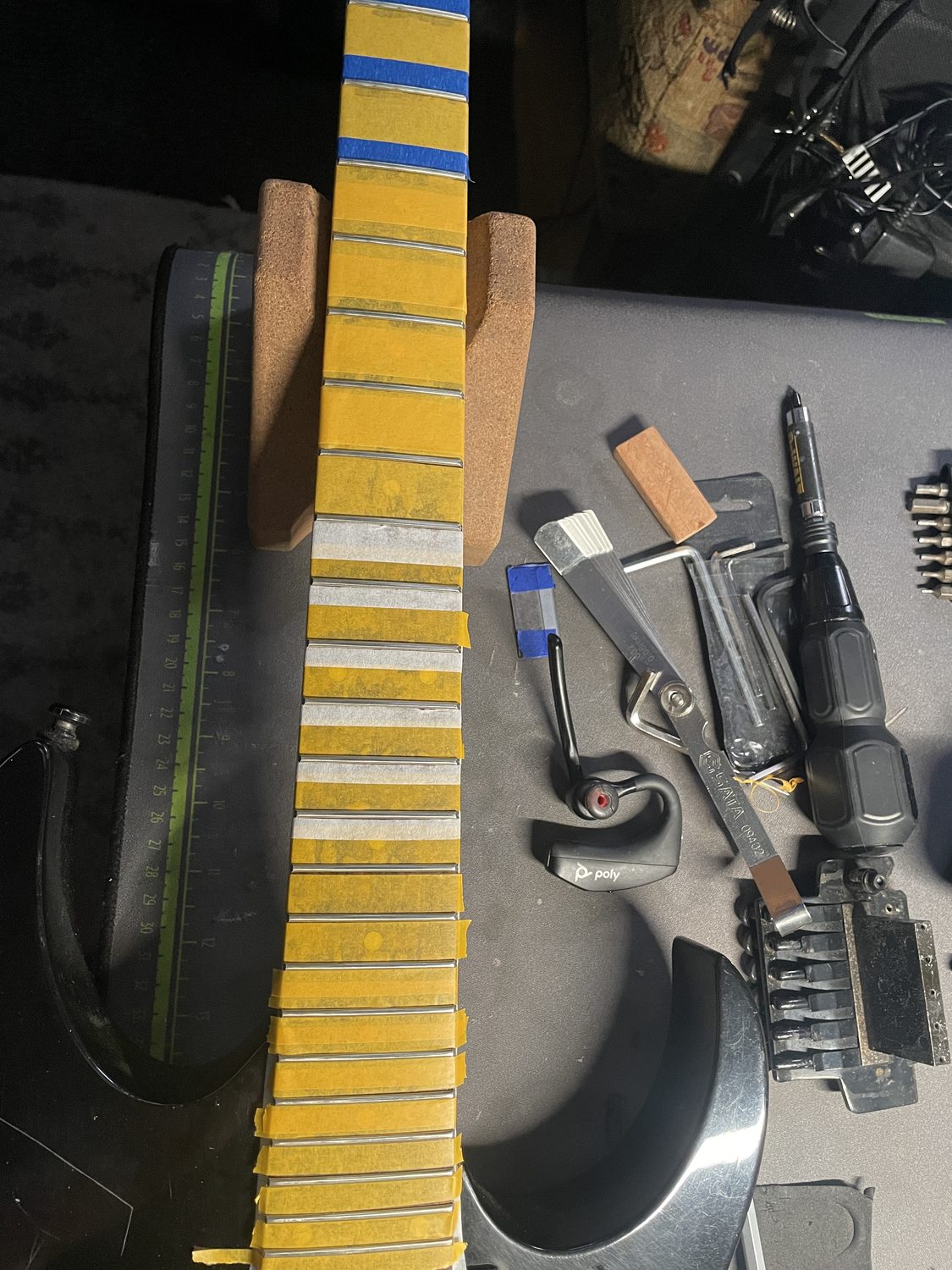 Lo-TRS II tremolo removed for cleaning and service