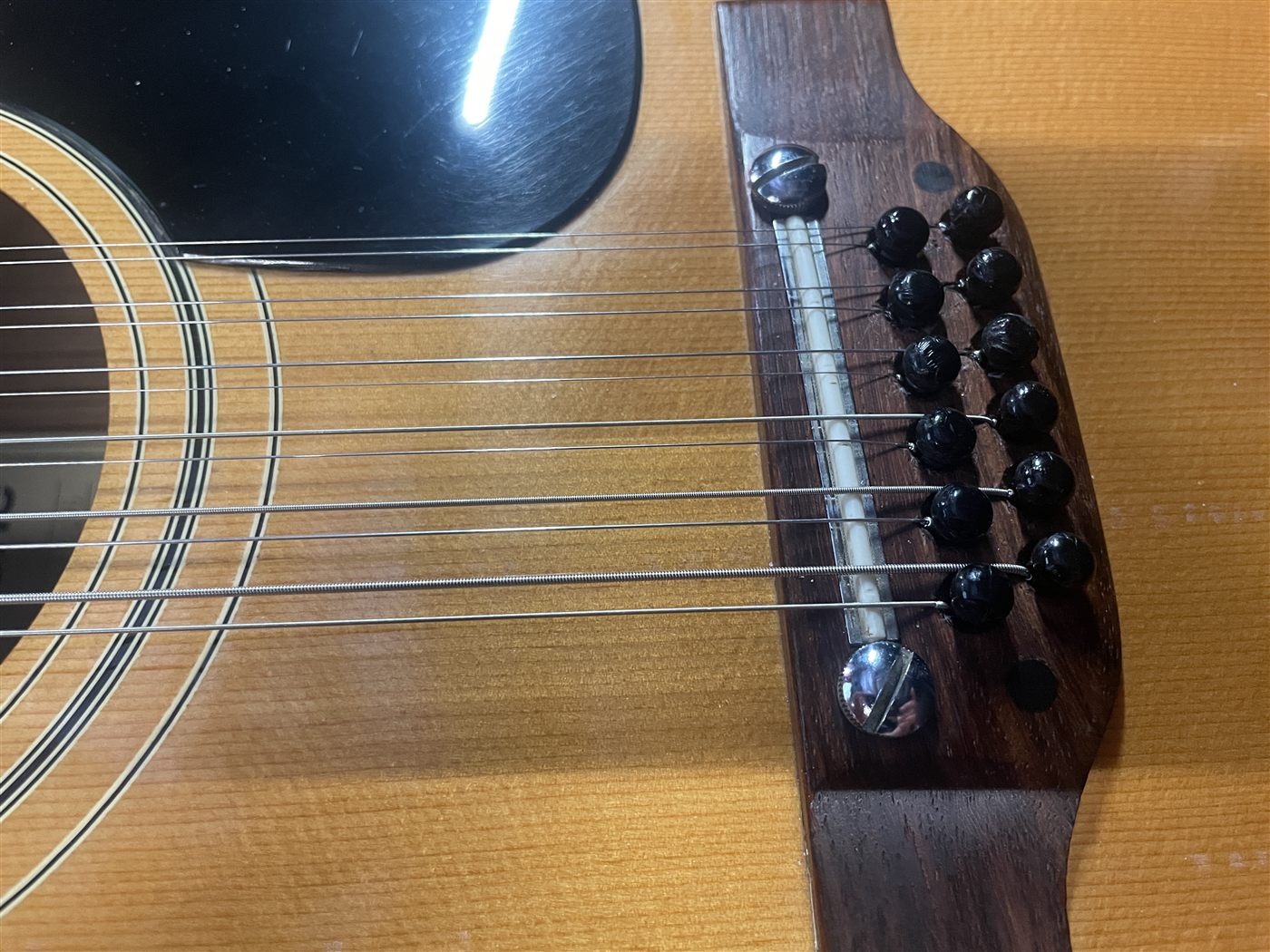 Epiphone FT-160N 12-string final string-up after neck reset