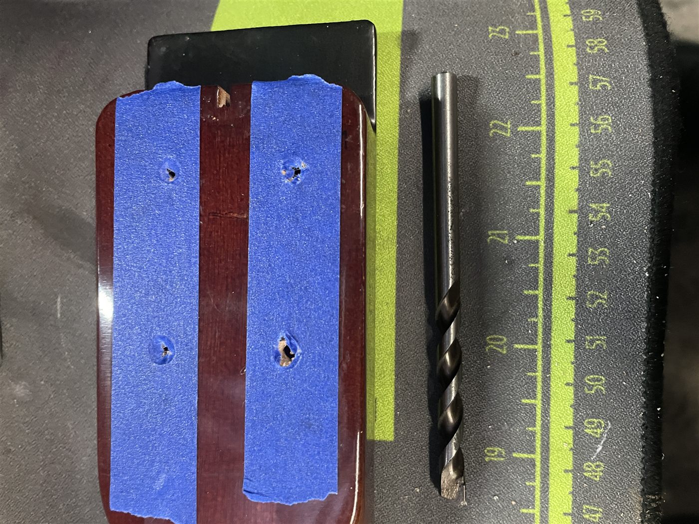 Angled shim layout for Epiphone FT-160N neck reset
